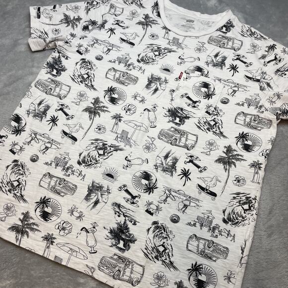 Levis Conversational AOP Tee T-Shirt Mens L Beach Surfer Pocket All Over Print - Picture 1 of 10